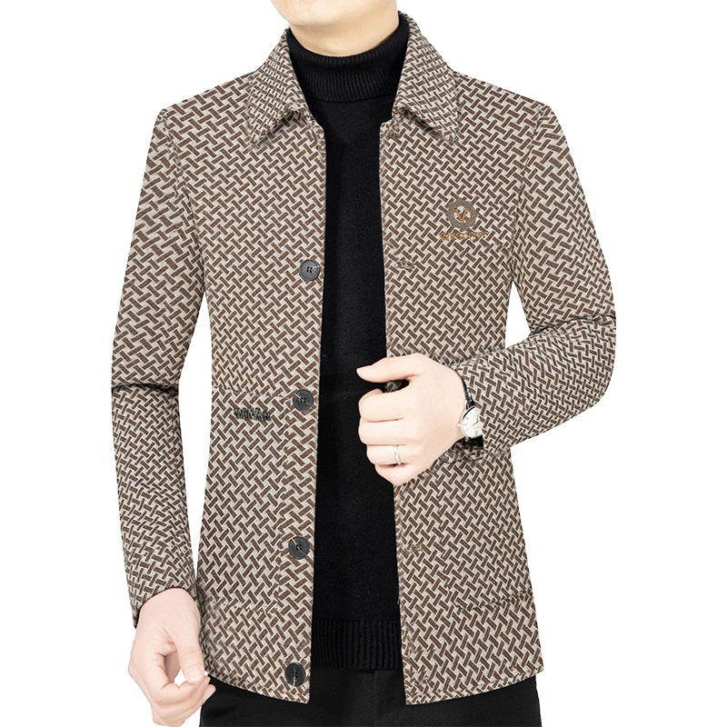 Men's light patterned shirt jacket in a structured pattern with single-breasted button placket Mune Fashion