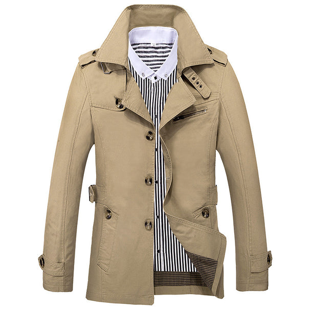 Men's lightweight cotton field coat with shirt collar, epaulets, and chest zip Mune Fashion