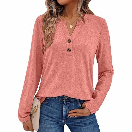 Women's Long Sleeve Shirt with Button Details Mune