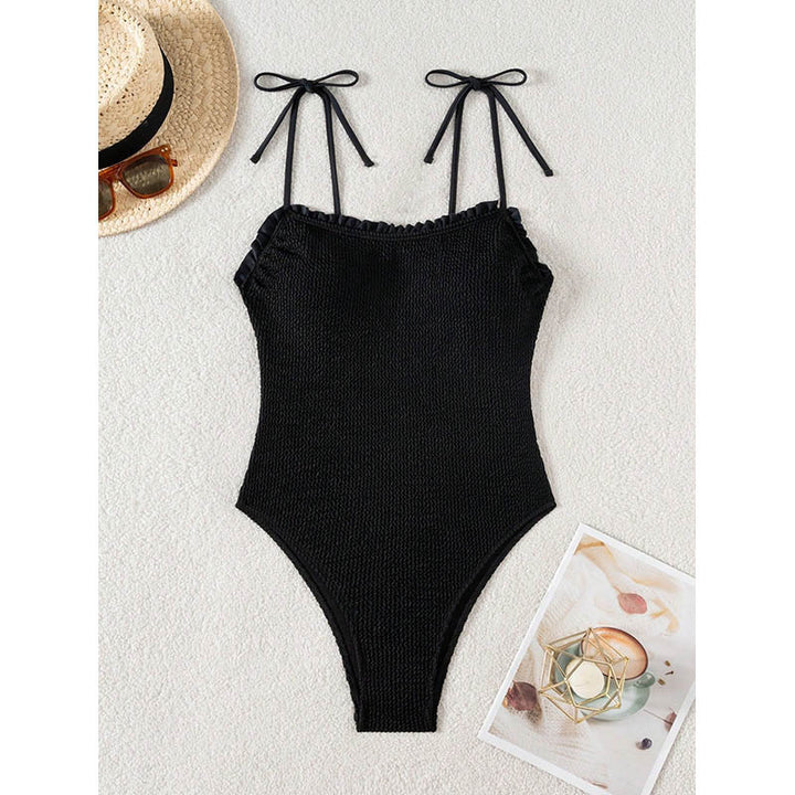 Ladies' one-piece swimsuit with ruffle trim and adjustable straps Mune Fashion
