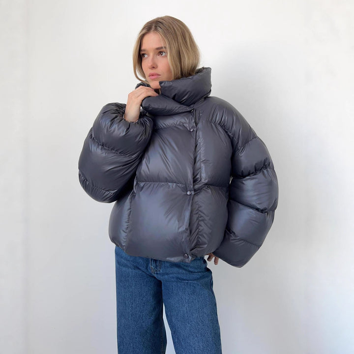 Women extravagant oversized quilted down jacket with extra voluminous hood Mune Fashion