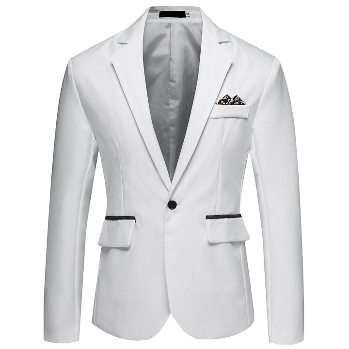 Men's Slim-Fit Tuxedo Jacket with Single-Button Closure and Contrast Flap Pockets Mune Fashion