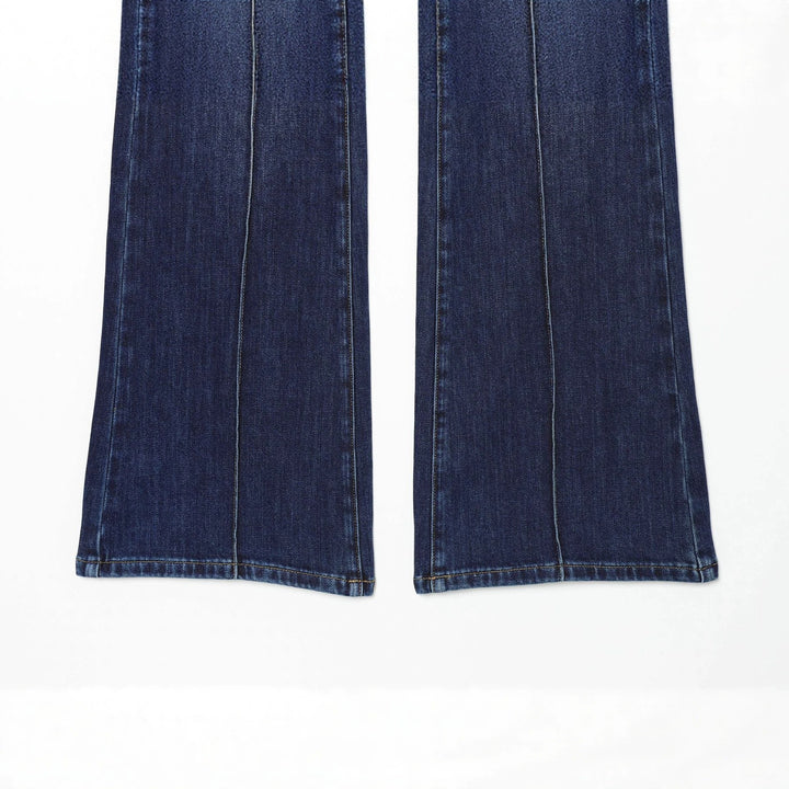 Women's wide high-waist jeans with patch pockets and crease Mune Fashion