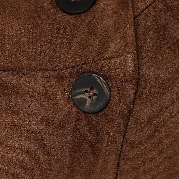 Women's Boxy Short Jacket in Suede Look with High Stand-up Collar Mune Fashion