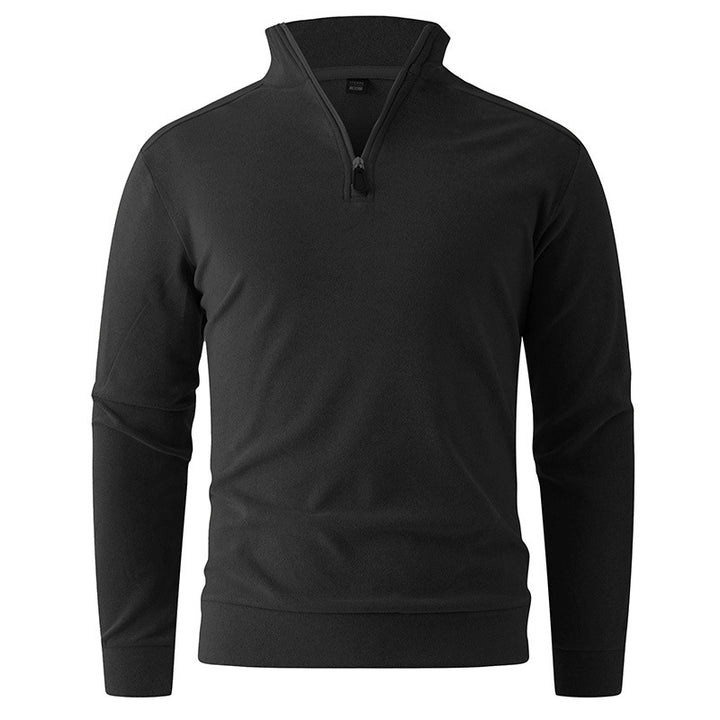 Men's Comfortable Stretch Half-Zip Sweater with Stand-Up Collar and Brushed Inner Lining Mune Fashion