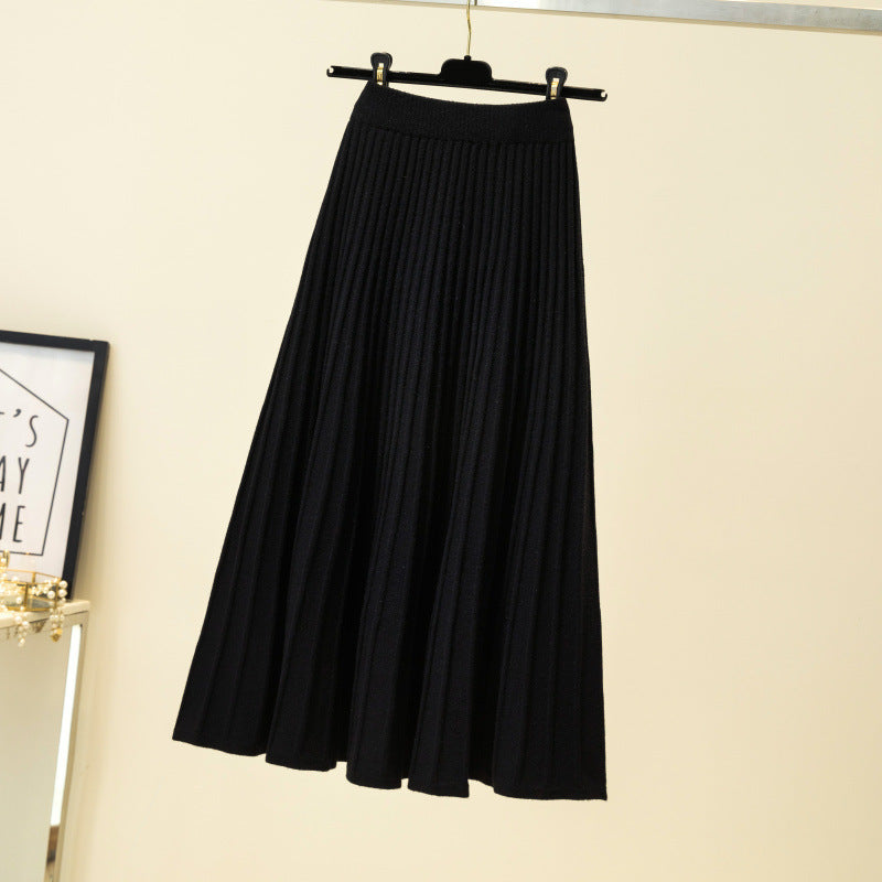 Ladies Pleated Maxi Skirt made of soft knit Mune Fashion 1787632206