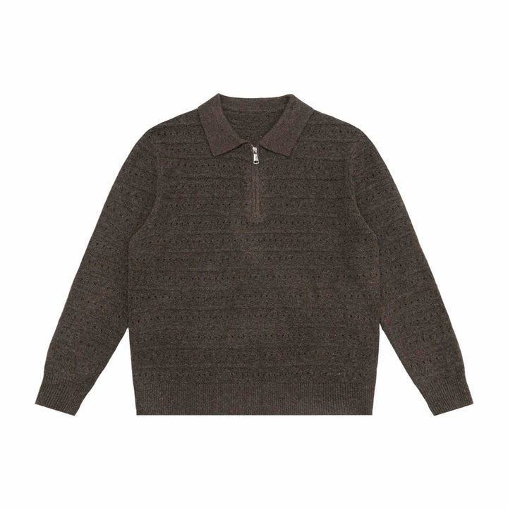 Men's knit polo shirt with half zipper and structured knit Mune Fashion