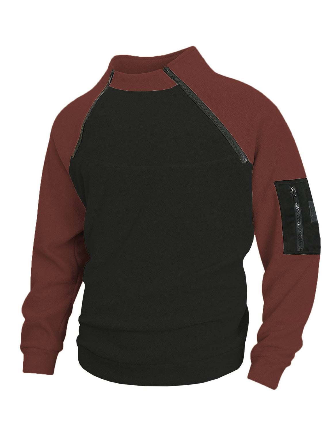 Men's nan technical fleece half-zip pullover with asymmetric shoulder zippers and zippered arm pocket Mune Fashion
