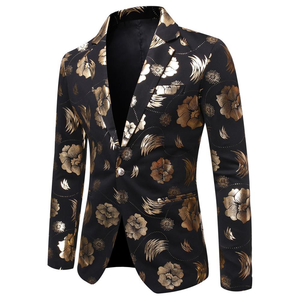Men's Tailored Satin Blazer with Floral Jacquard and Shawl Collar Mune Fashion