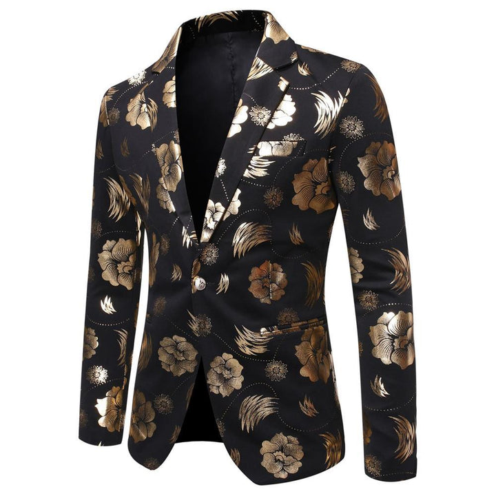 Men's Tailored Satin Blazer with Floral Jacquard and Shawl Collar Mune Fashion