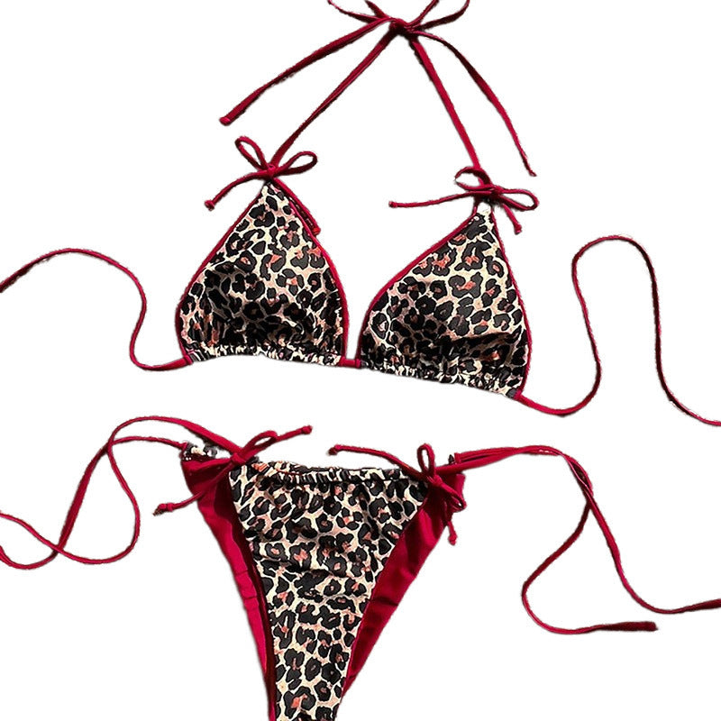 Women's triangle bikini with detailed tropical motif and adjustable ties Mune Fashion