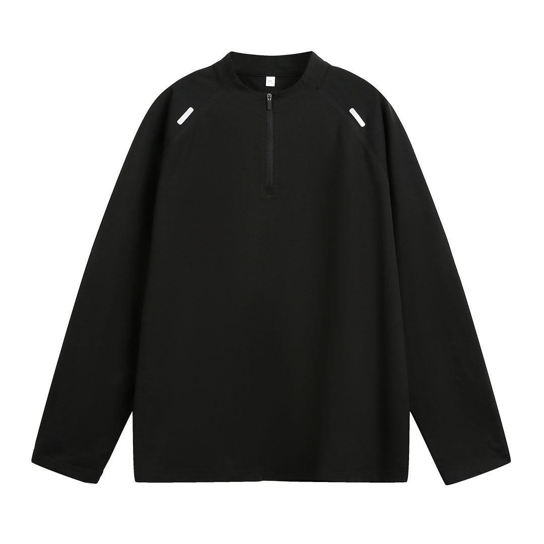 Unisex Oversize Halfzip Sweater with Raglan Sleeves and Reflective Shoulder Details Mune Fashion