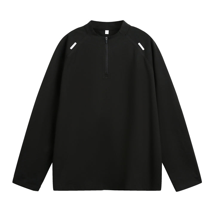 Unisex Oversize Halfzip Sweater with Raglan Sleeves and Reflective Shoulder Details Mune Fashion