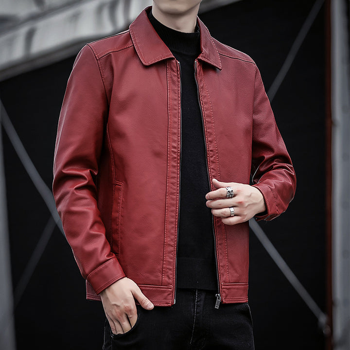 Men Casual Faux Leather Jacket Mune Fashion