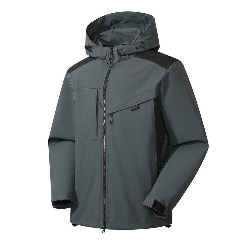 Men's Softshell Outdoor Jacket with Waterproof Membrane and Adjustable Hood Mune Fashion