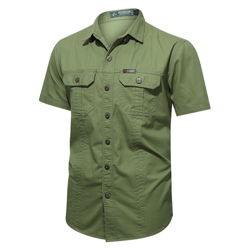 Men's long-sleeved cotton blend work shirt with kent collar and double breast pockets Mune Fashion