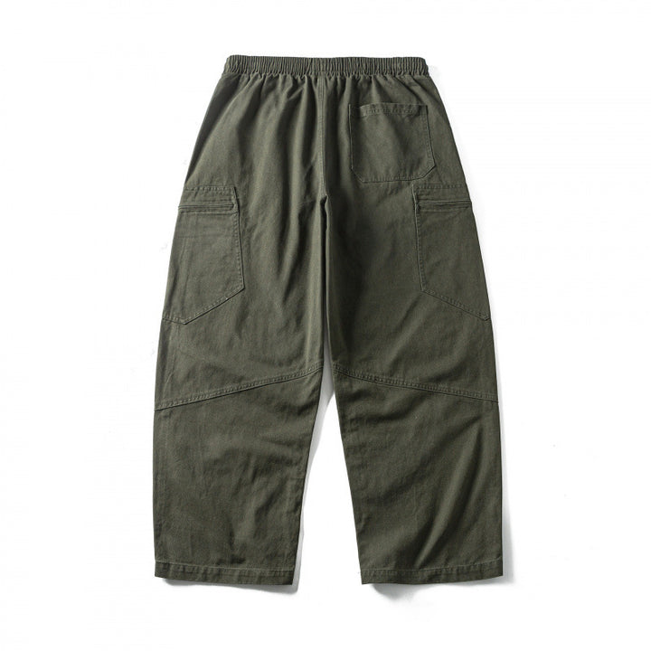 Unisex Wide-Cut Cargo Pants with Elastic Waistband, Drawstring and Utility Pockets Mune Fashion