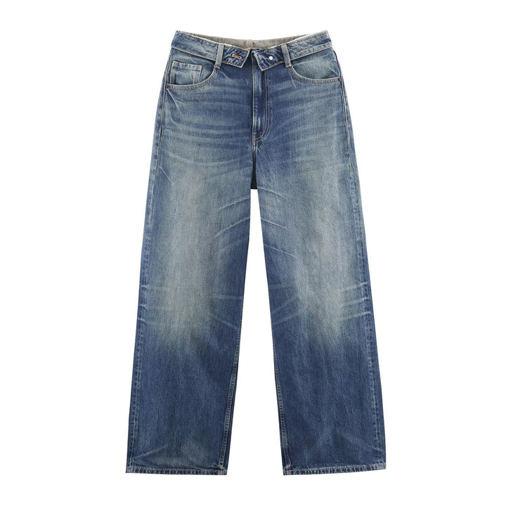 Women's high-waisted vintage jeans with destroyed effects Mune Fashion