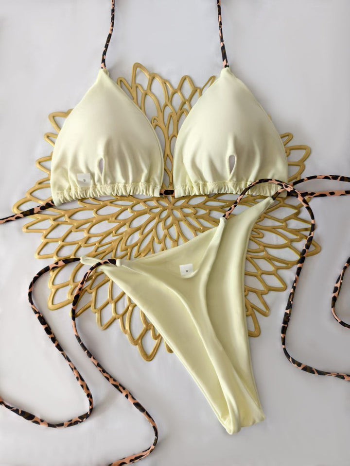 Women's Triangle Bikini Set with Adjustable Straps and Fashionable Leopard Print Mune Fashion