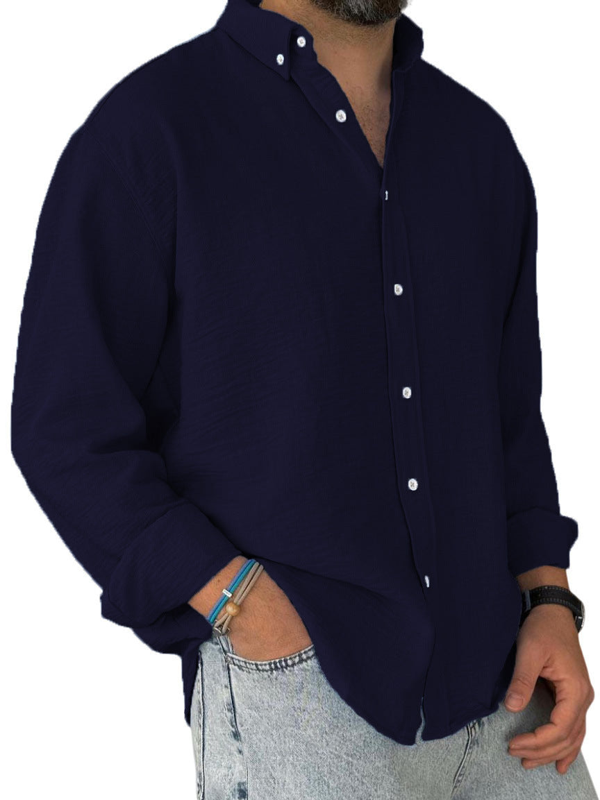 Men's nan lightweight cotton-linen shirt with button-down collar and relaxed fit Mune Fashion