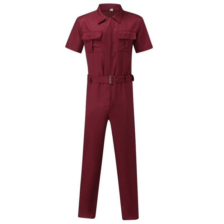 Men's short-sleeve work overall with waist belt and chest pockets Mune Fashion