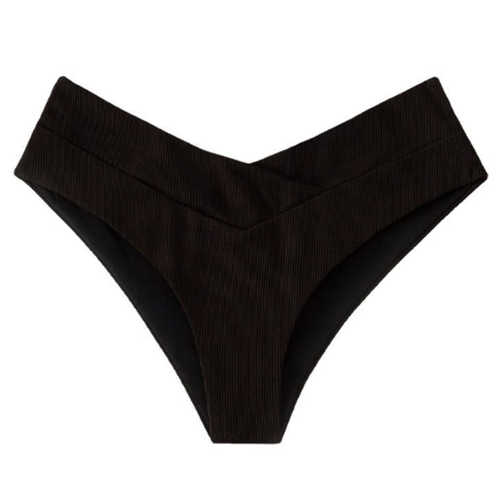 Women's High-Waist Bikini Bottom with Elegant V-Neck Mune Fashion