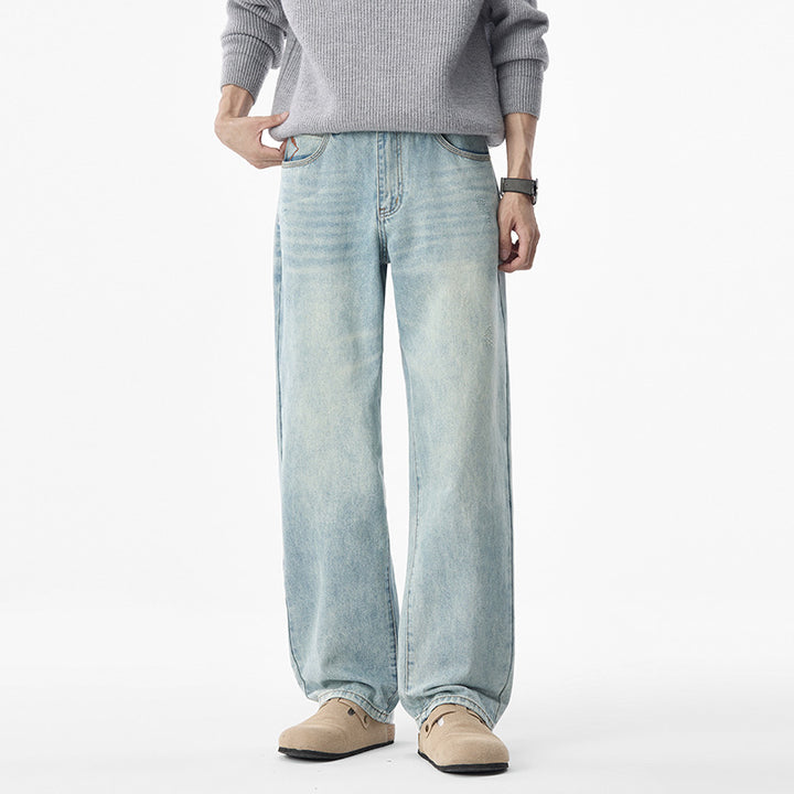Men's casual loose jeans with a low crotch and vintage wash Mune Fashion