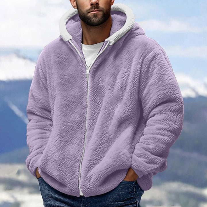 Men's Cozy Teddy Fleece Zip-Up Hoodie with Oversized Fit Mune Fashion