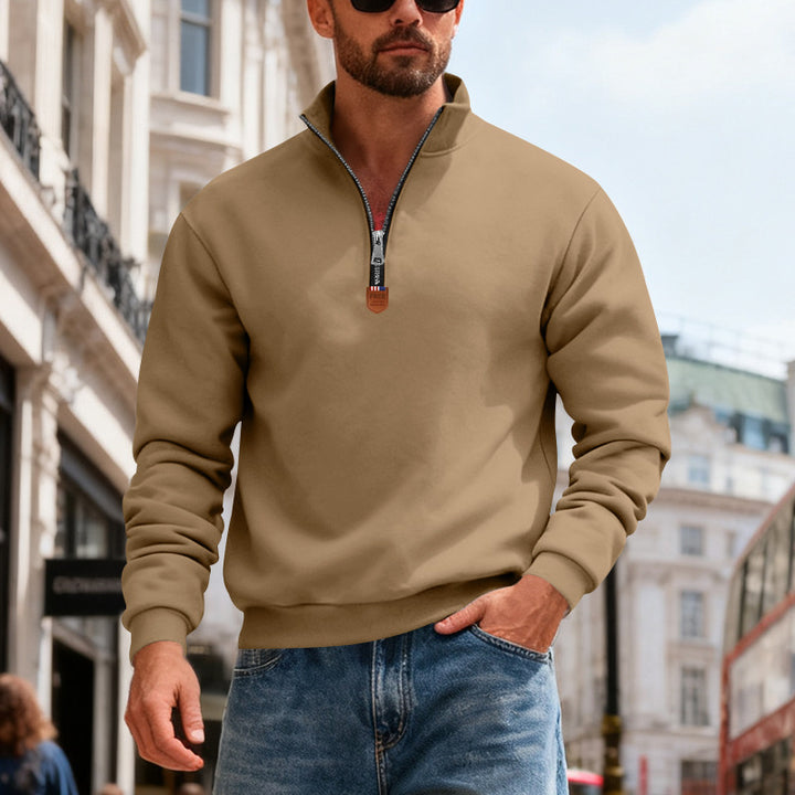 Men's nan Premium half-zip sweatshirt with high stand-up collar, sturdy zipper, and ribbed hem Mune Fashion