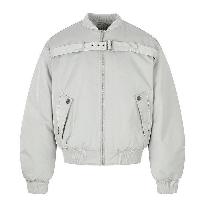 Men's short padded bomber jacket with wide belt detail and ribbed cuffs Mune Fashion