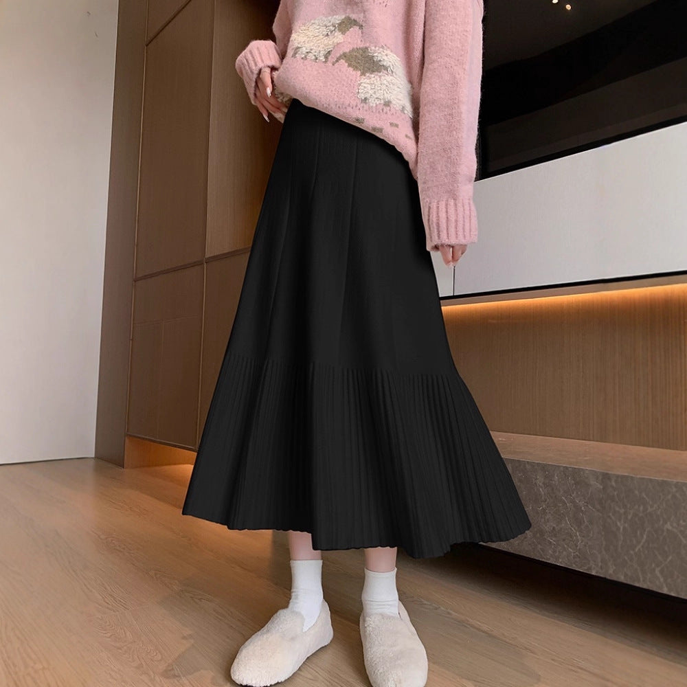 Ladies Elegant Pleated Maxi Skirt Mune Fashion