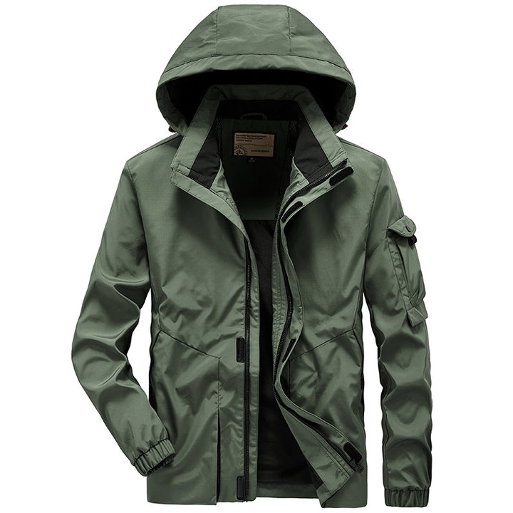 Men's Lightweight Water-Resistant Windbreaker with Hood and Multiple Pockets Mune Fashion