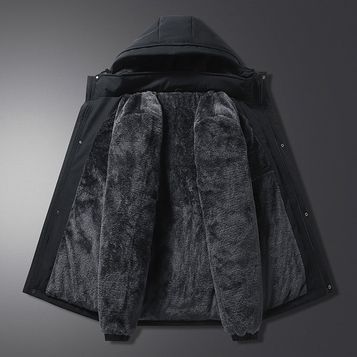 Men's thermal quilted jacket with soft teddy lining, integrated hood & concealed two-way zipper Mune Fashion