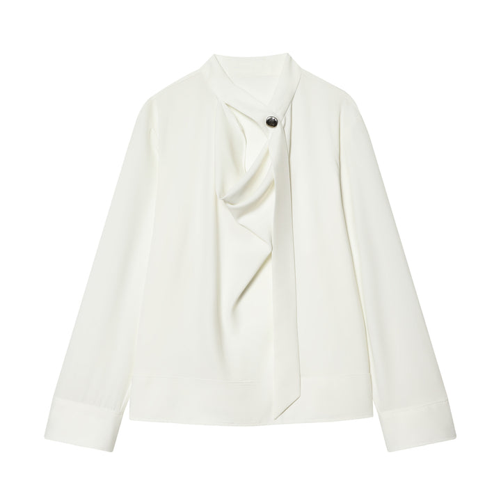 Women's slouch blouse with draped knot front and wide cuffs Mune Fashion