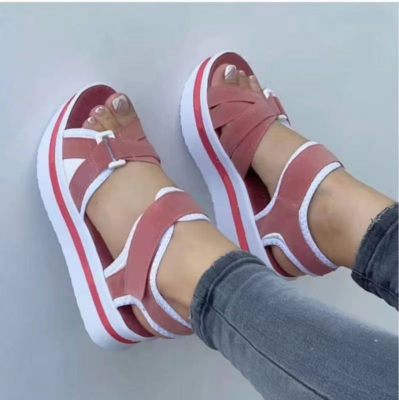 Women's sporty wedge sandals with adjustable Velcro straps and padded comfort insole Mune Fashion