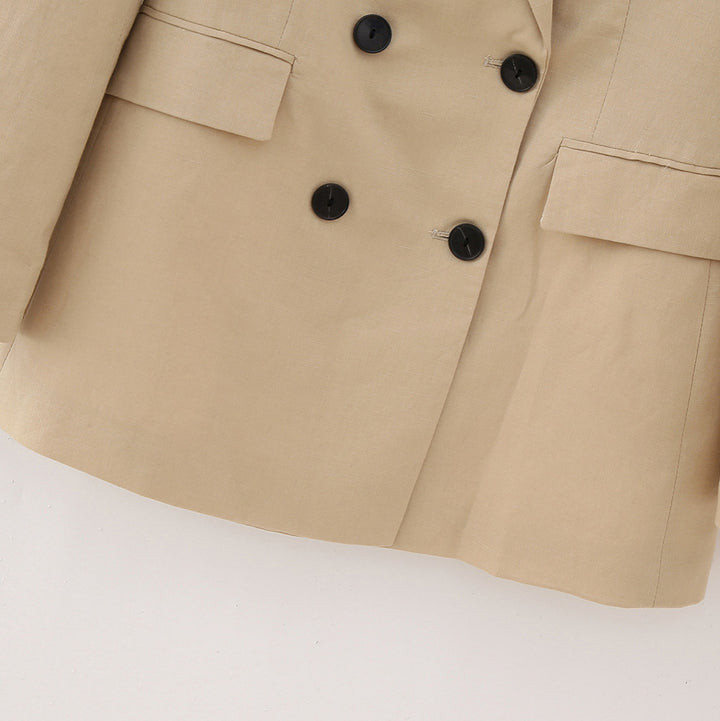 Women's Double-Breasted Long Blazer in Minimalist Tailoring Style with Peak Lapel Mune Fashion