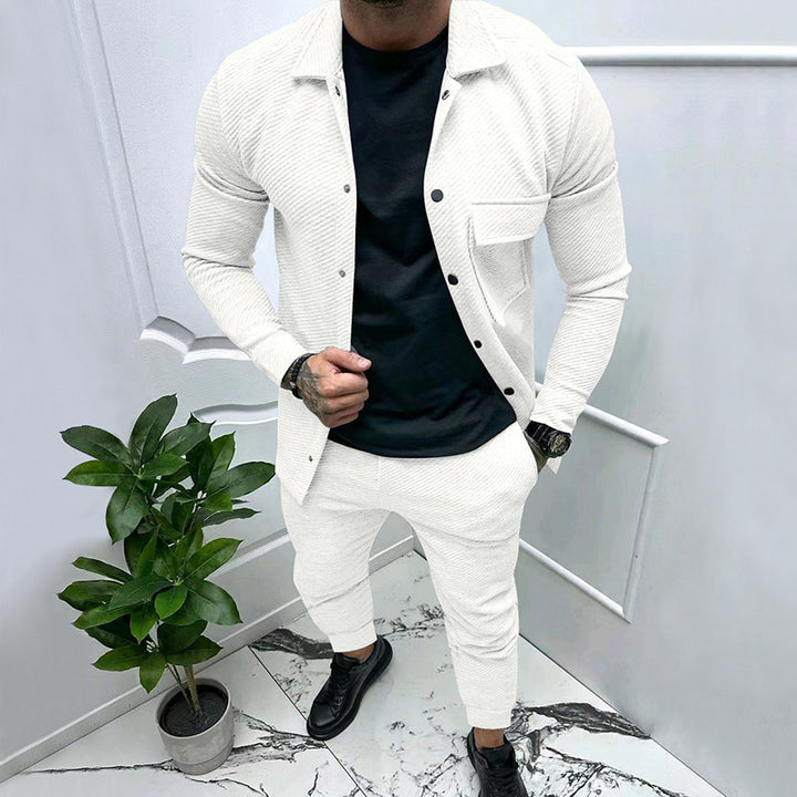 Men's Structured Jersey Leisure Set with Overshirt and Tapered Jogging Pants Mune Fashion
