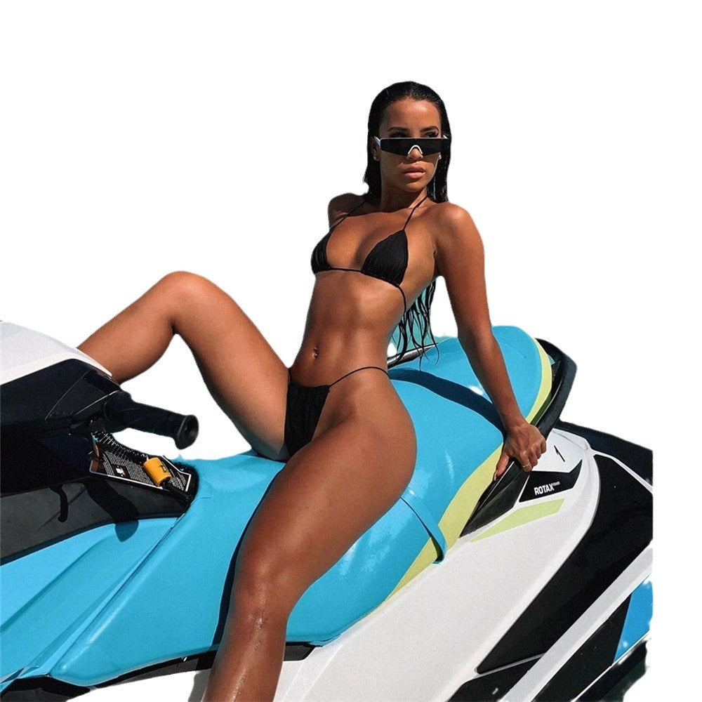 Women's triangle bikini set with fashionable ties Mune Fashion