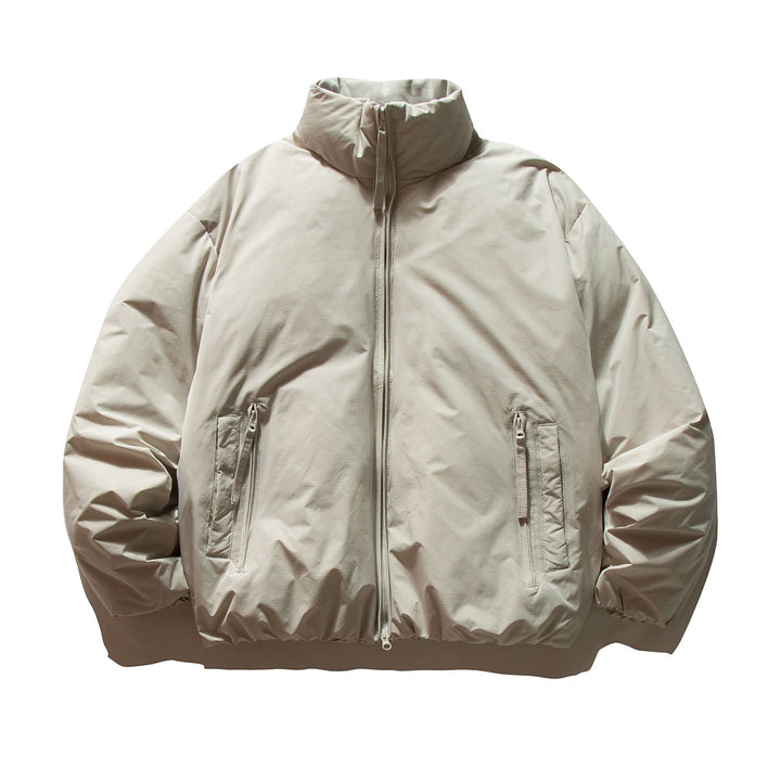 Unisex Short Cut Boxy Insulation Jacket with High Stand Collar and Zipper Pockets Mune Fashion