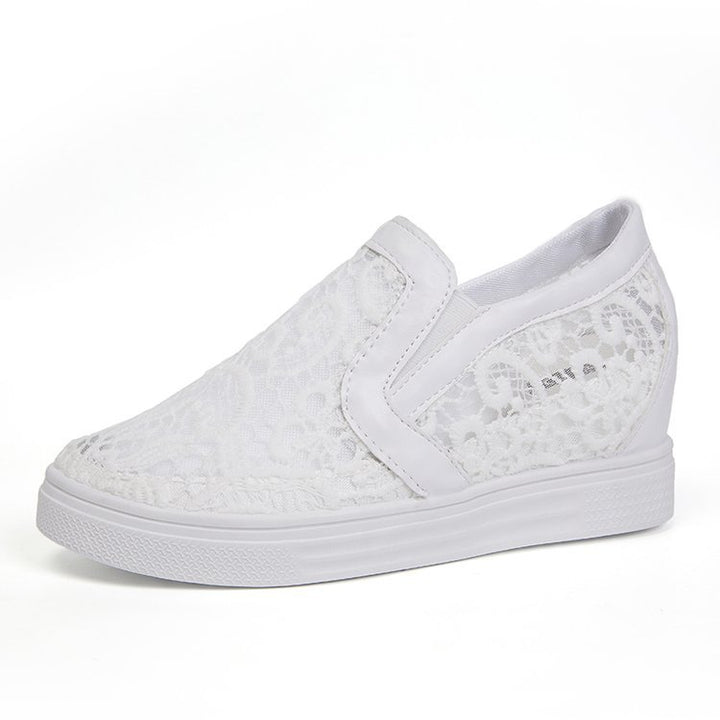 Damen Slip-On Keil-Sneaker mit Spitzen-Obermaterial Mune Fashion