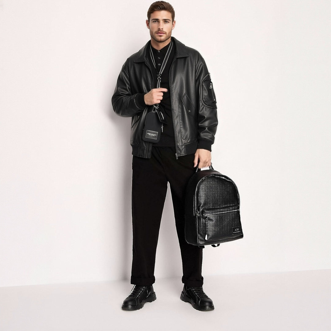 Men's Faux Leather Bomber Jacket Mune Fashion