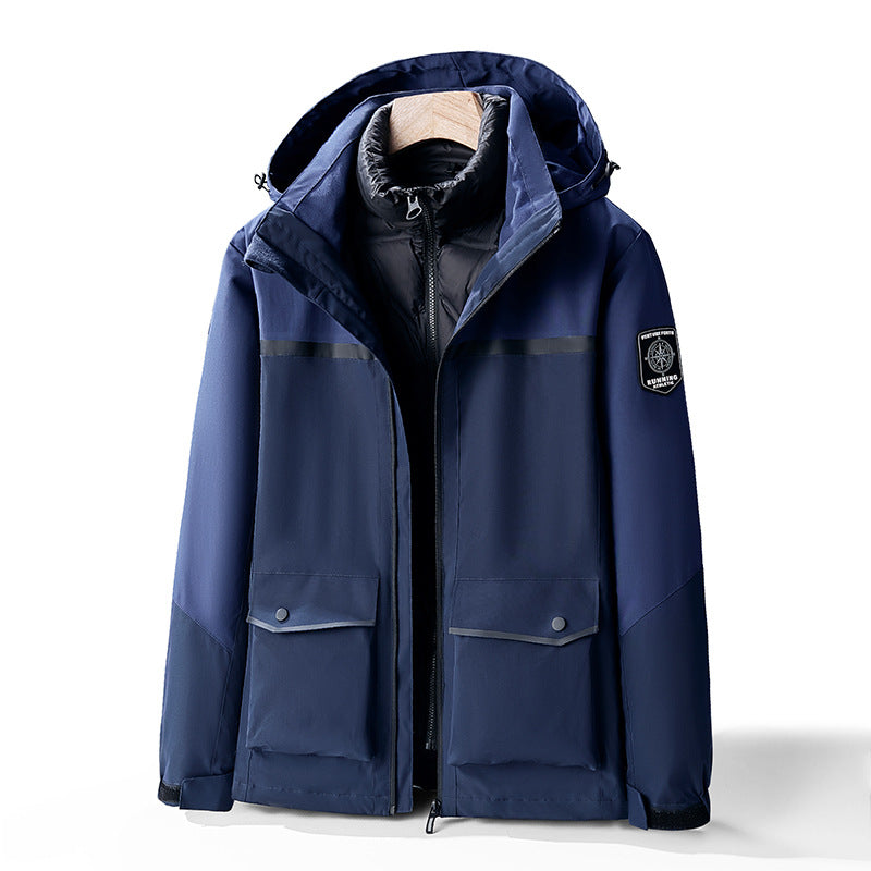 Men's two-layer weather parka with removable insulation inner jacket and utility pockets Mune Fashion
