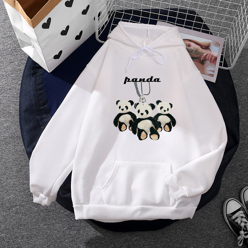 Women's oversized hoodie with plush panda appliqué and kangaroo pocket Mune Fashion