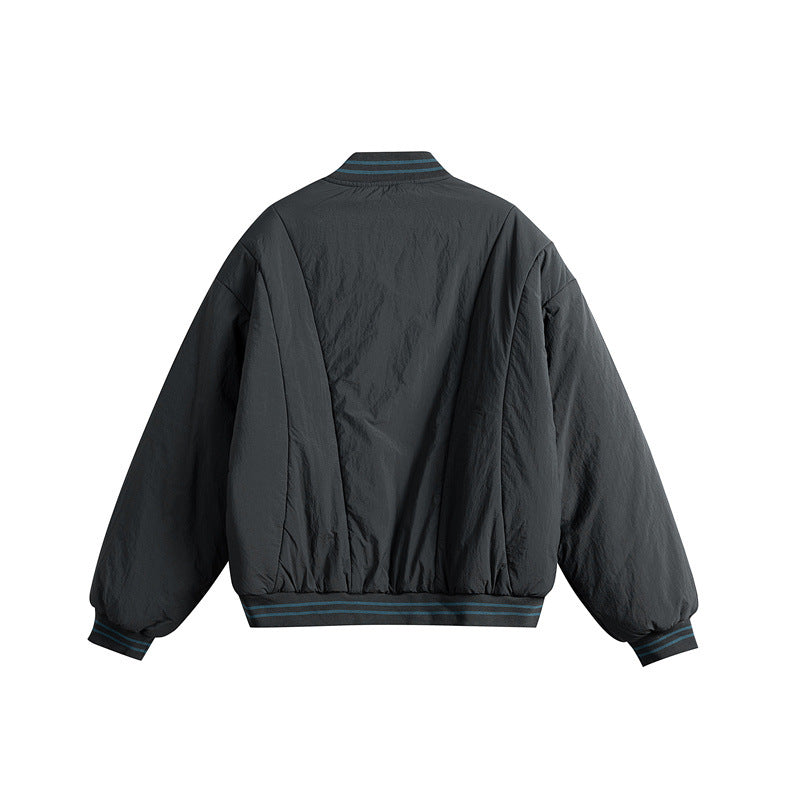 Men's Short Boxy Windproof Nylon Bomber Jacket with Contrasting Ribbed Cuffs and Flap Pockets Mune Fashion