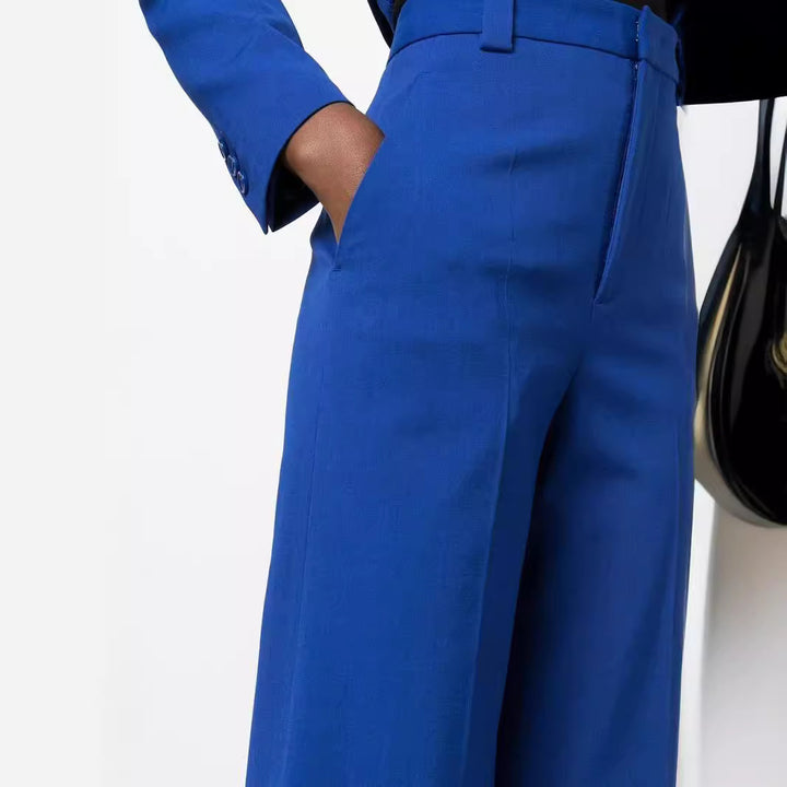 Women High-Waist Wide-Leg Trousers in Tailoring Look Mune Fashion