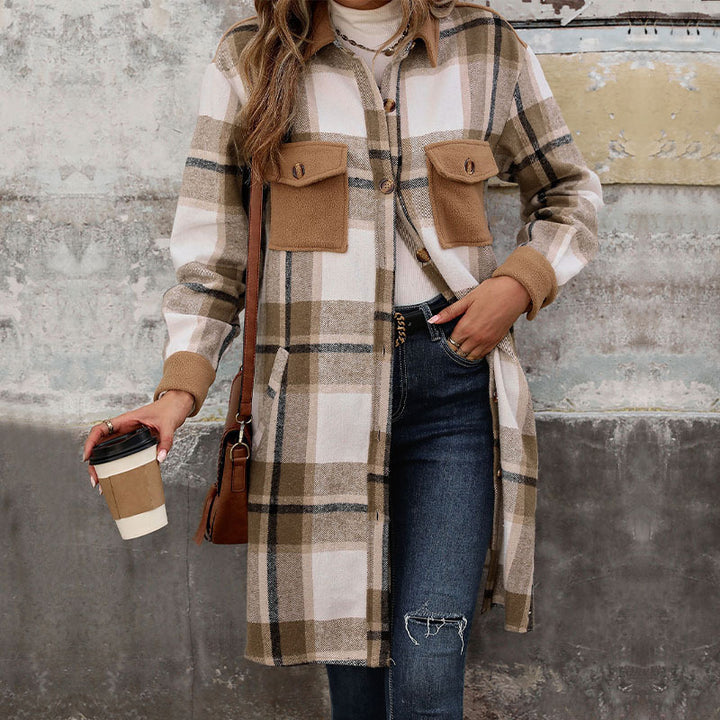 Women Casual Checkered Shirt Blouse Mune Fashion