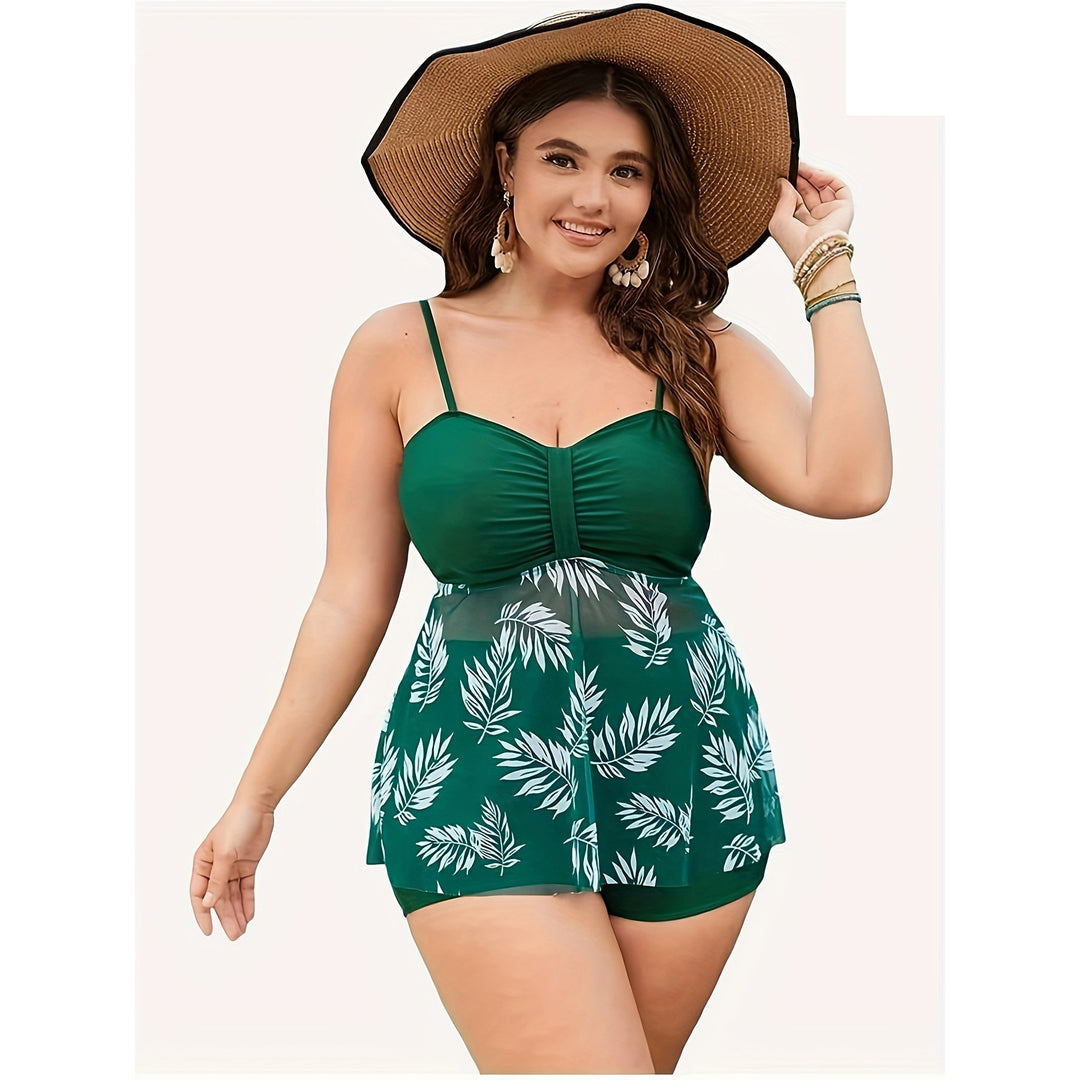 Women's tankini top with flowing cut and floral design Mune Fashion