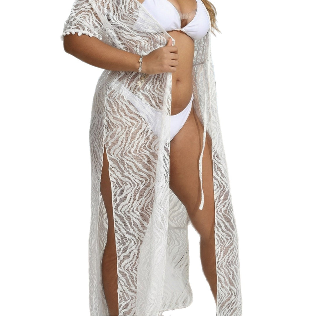 Women's transparent beach cover-up with playful crochet pattern Mune Fashion
