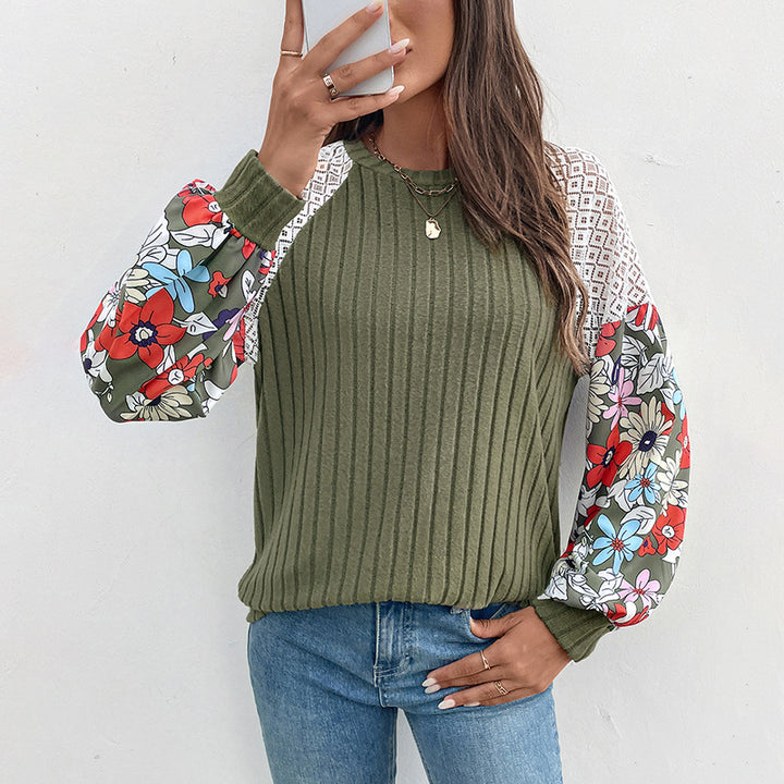 Women’s Fashionable Sweater with Floral Sleeves Mune Fashion