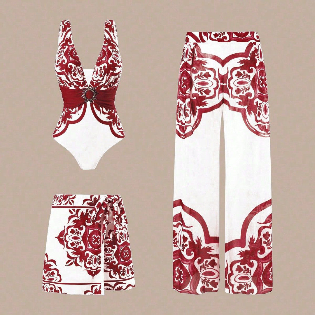 Ladies Elegant Swimsuit with Matching Beach Shorts Set Mune Fashion